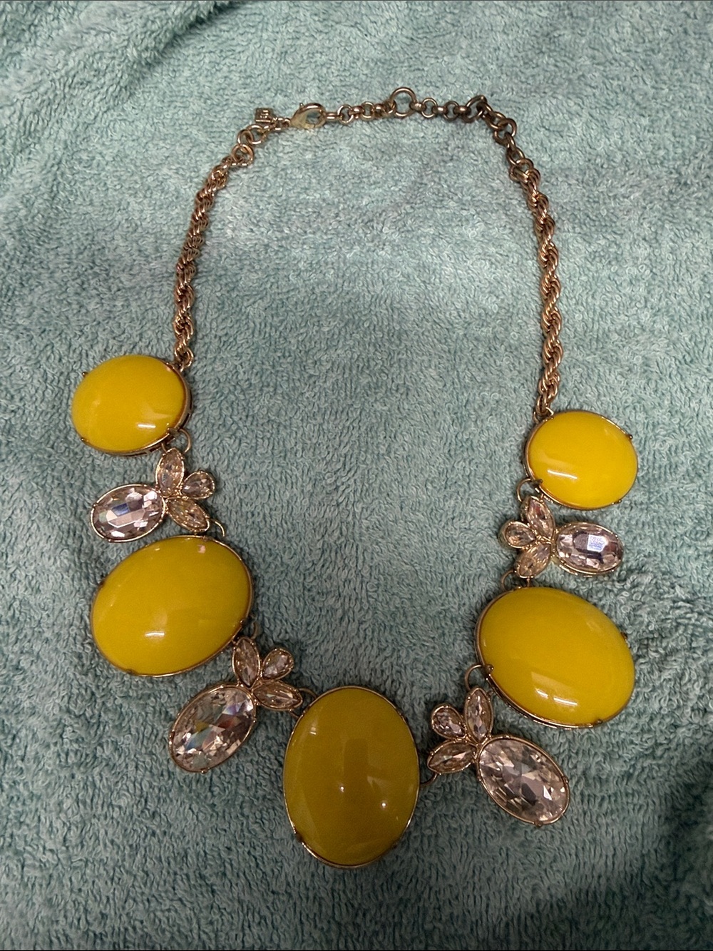 Banana Republic Yellow Statement Bib Necklace with Crystal Accents